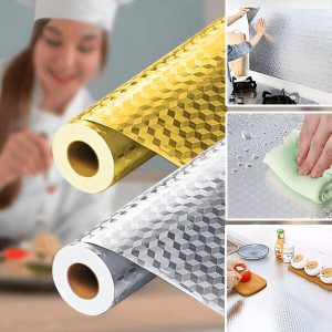 Køkken Aluminiumsfolie Klistermærke - 61x300 cm, Kan klippes til, Oliebestandig | ALUMAX